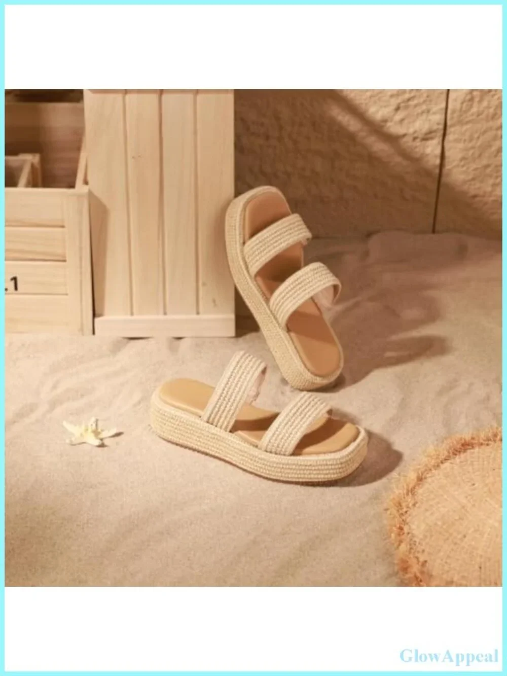 Platform Sandals Raffia Espadrille Wedge Heel Beach Summer Shoes